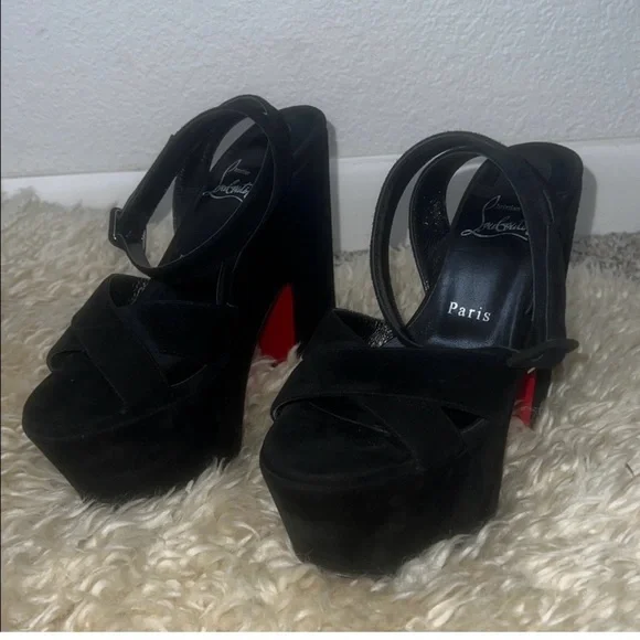 Christian Louboutin SUPERYAZ 160 Suede Platform Heels Sandals Shoes - Picture 5 of 12